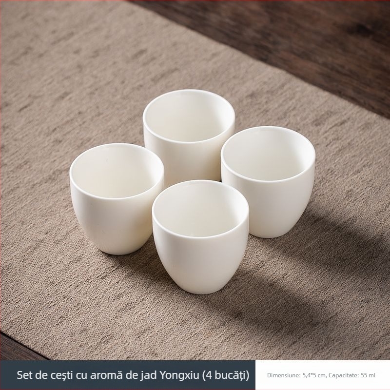 Ceașcă albă de ceai din porțelan, set Gongfu din porțelan ceramic, ceașcă de degustare pentru întâmpinări acasă