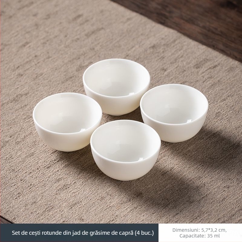 Ceașcă albă de ceai din porțelan, set Gongfu din porțelan ceramic, ceașcă de degustare pentru întâmpinări acasă