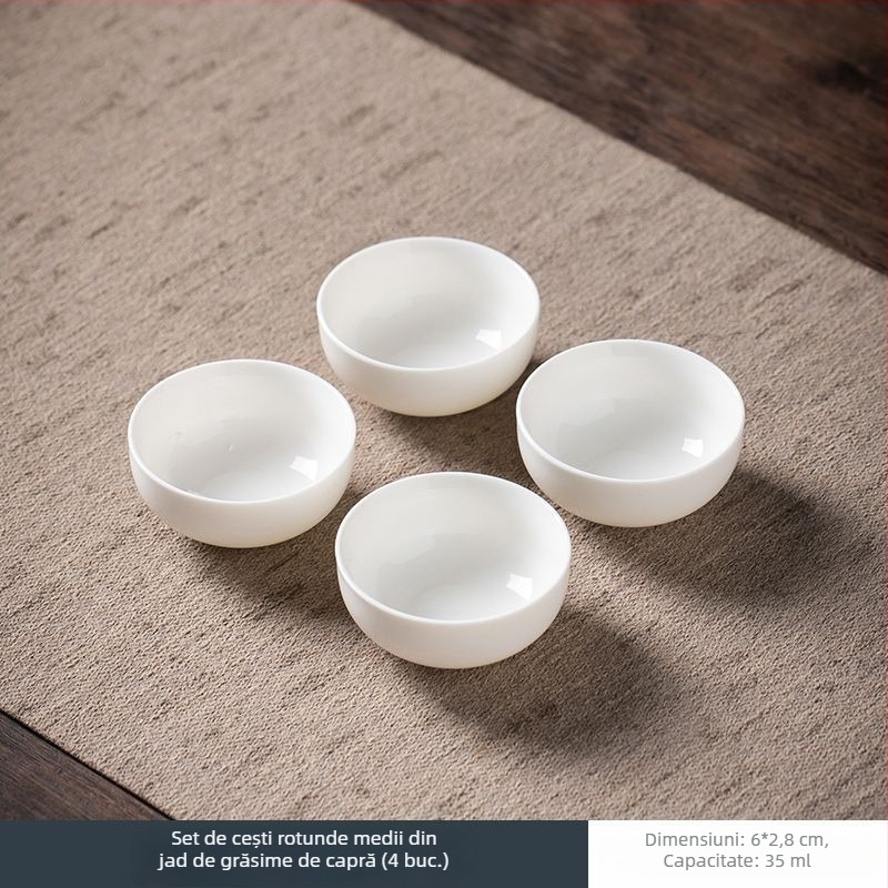 Ceașcă albă de ceai din porțelan, set Gongfu din porțelan ceramic, ceașcă de degustare pentru întâmpinări acasă