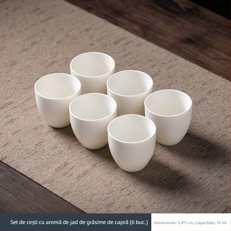 Ceașcă albă de ceai din porțelan, set Gongfu din porțelan ceramic, ceașcă de degustare pentru întâmpinări acasă