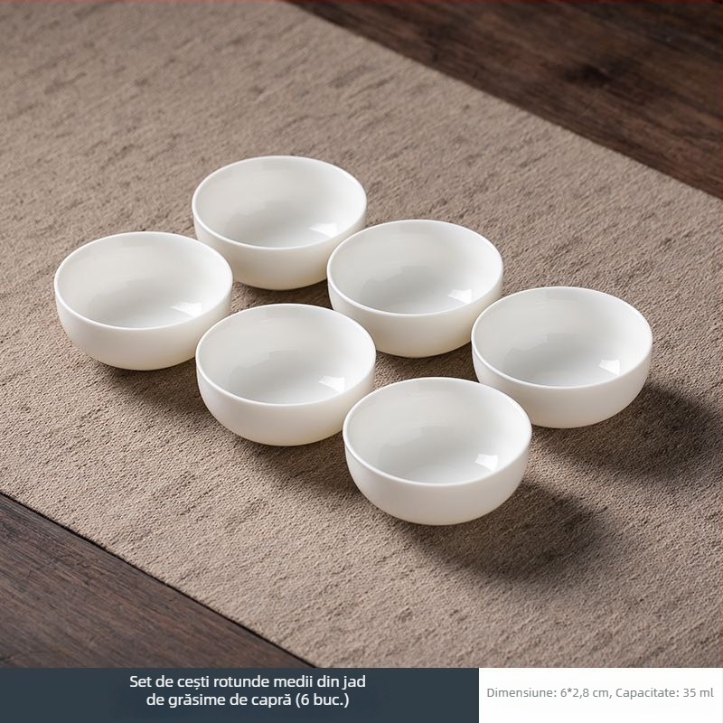 Ceașcă albă de ceai din porțelan, set Gongfu din porțelan ceramic, ceașcă de degustare pentru întâmpinări acasă