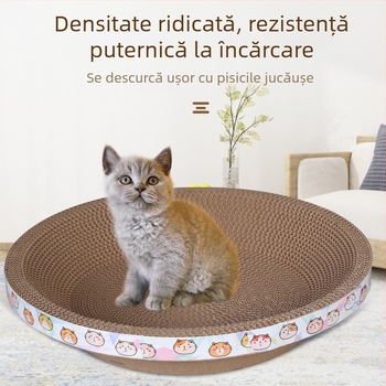 Happy Parrot Zgârietor mare pentru pisici și cuib — din carton ondulat, într-o singură bucată, durabil, fără scame, multifuncțional