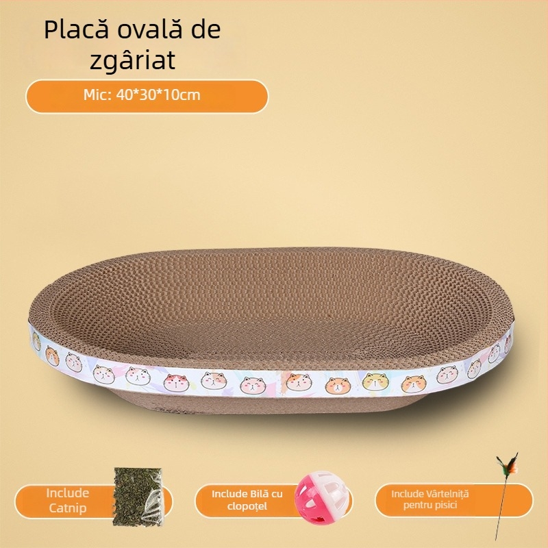 Happy Parrot Zgârietor mare pentru pisici și cuib — din carton ondulat, într-o singură bucată, durabil, fără scame, multifuncțional