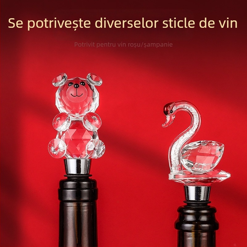 Dop de vin cu design de trandafir din cristal pentru vin roșu – etanșare împotriva prafului și scurgerilor