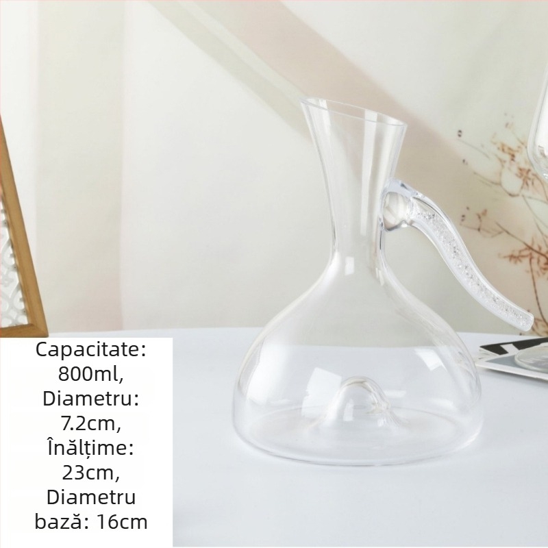 Decantor din sticlă de cristal pentru vin cu scară de măsurare, pentru vin alb și roșu, pentru uz casnic