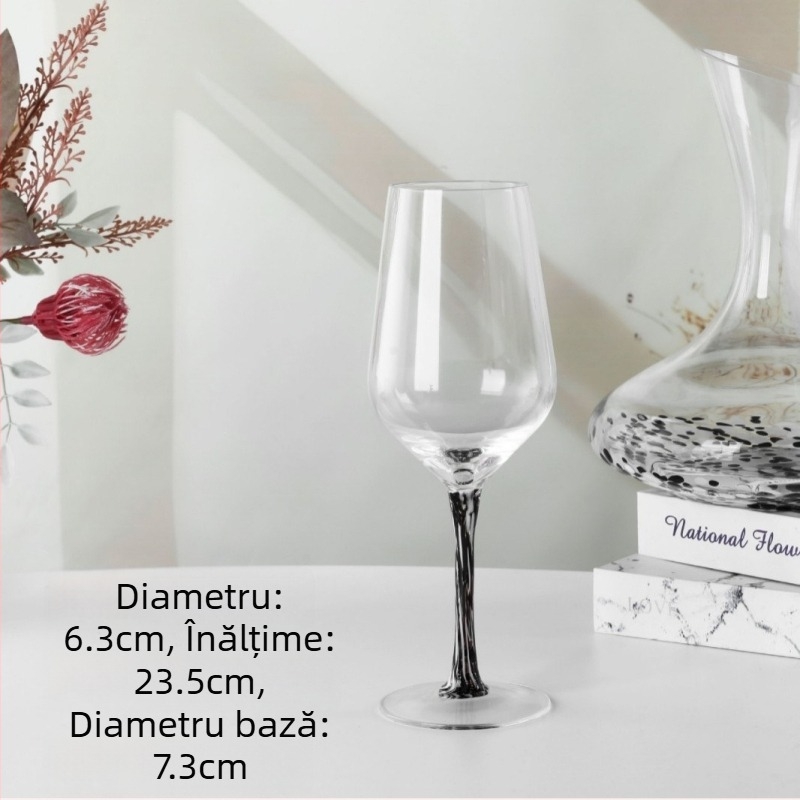 Decantor din sticlă de cristal pentru vin cu scară de măsurare, pentru vin alb și roșu, pentru uz casnic