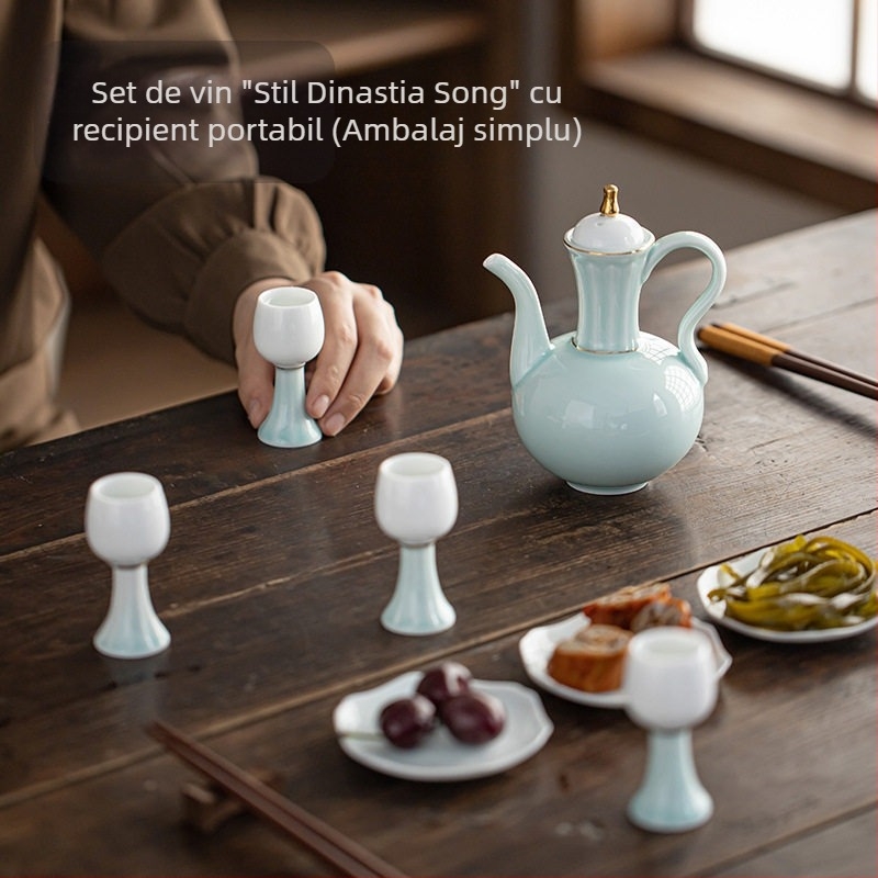 Set ceramic de pahare mici pentru vin, în stil japonez, cu dozator din porțelan pentru băuturi și cutie cadou, stil retro