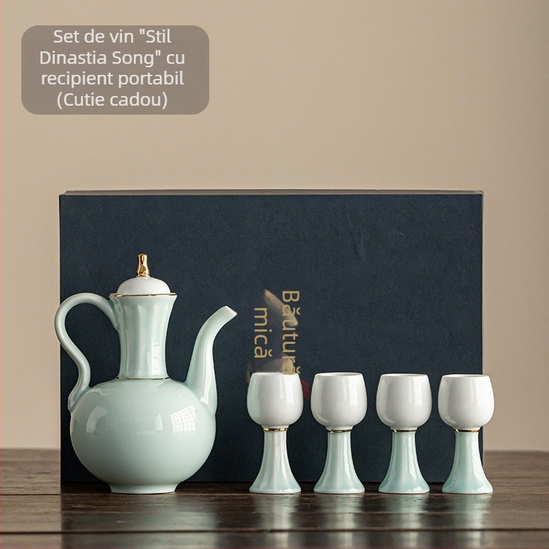 Set ceramic de pahare mici pentru vin, în stil japonez, cu dozator din porțelan pentru băuturi și cutie cadou, stil retro