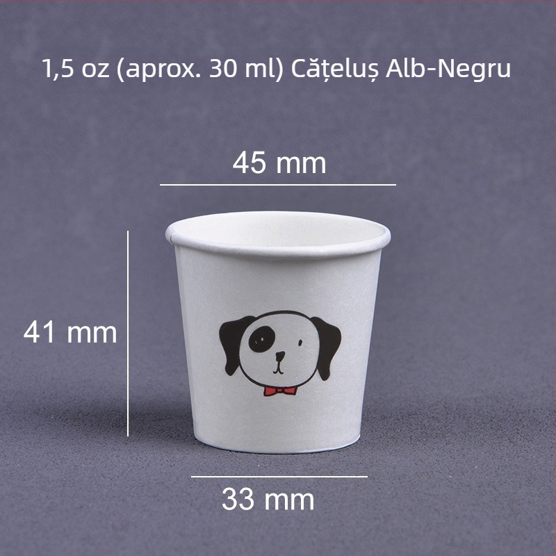 Cupe de degustare de unică folosință, pahare mici de hârtie cu siglă, 30 ml