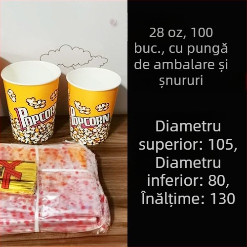 Găleți de popcorn din carton, de unică folosință, dimensiune mică 28A, ambalaj în bax pentru cinema și KTV