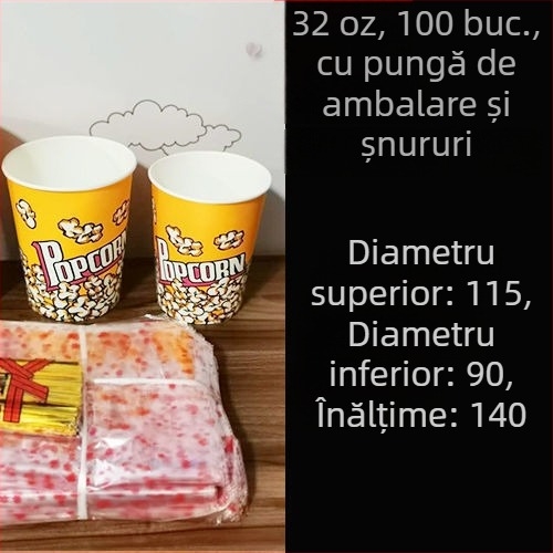 Găleți de popcorn din carton, de unică folosință, dimensiune mică 28A, ambalaj în bax pentru cinema și KTV