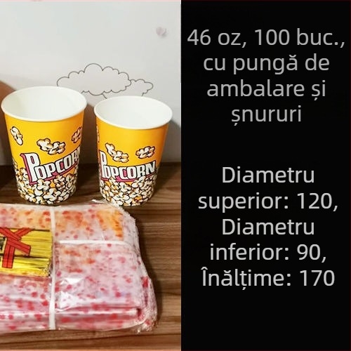Găleți de popcorn din carton, de unică folosință, dimensiune mică 28A, ambalaj în bax pentru cinema și KTV