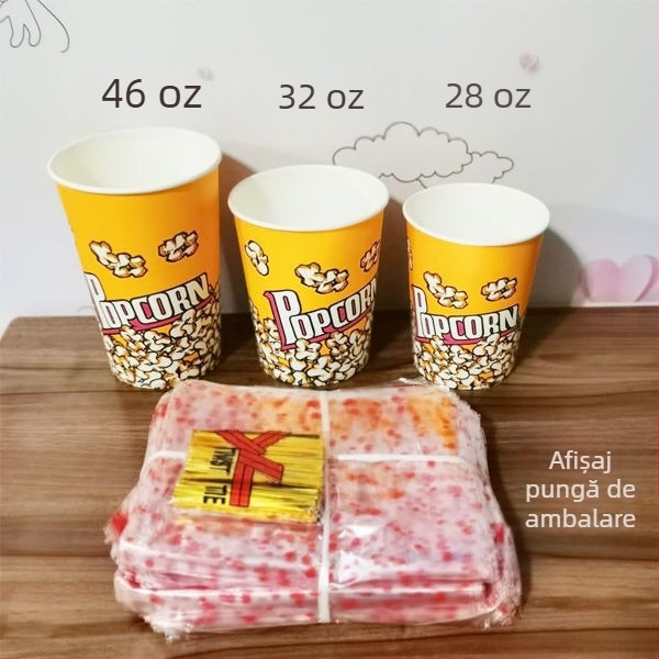 Găleți de popcorn din carton, de unică folosință, dimensiune mică 28A, ambalaj în bax pentru cinema și KTV
