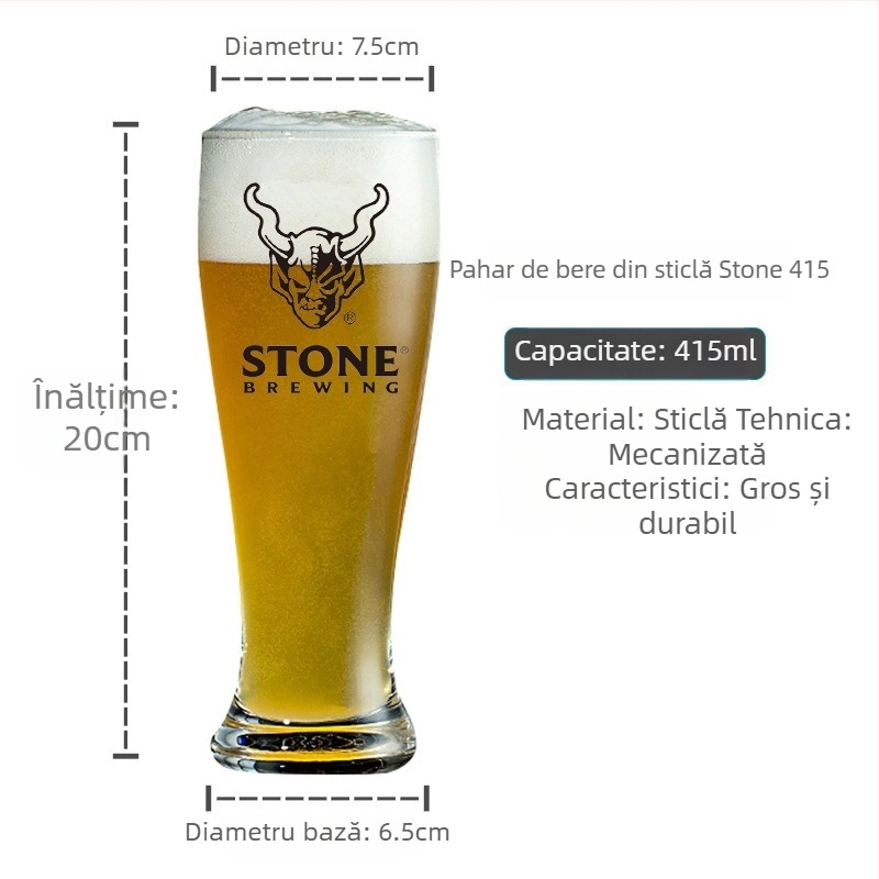 Pahar IPA pentru bere, în formă de lalea, cu picior scurt și înalt, imprimare logo personalizată