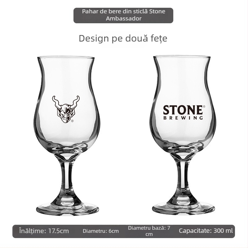 Pahar IPA pentru bere, în formă de lalea, cu picior scurt și înalt, imprimare logo personalizată