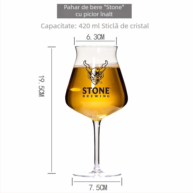 Pahar IPA pentru bere, în formă de lalea, cu picior scurt și înalt, imprimare logo personalizată