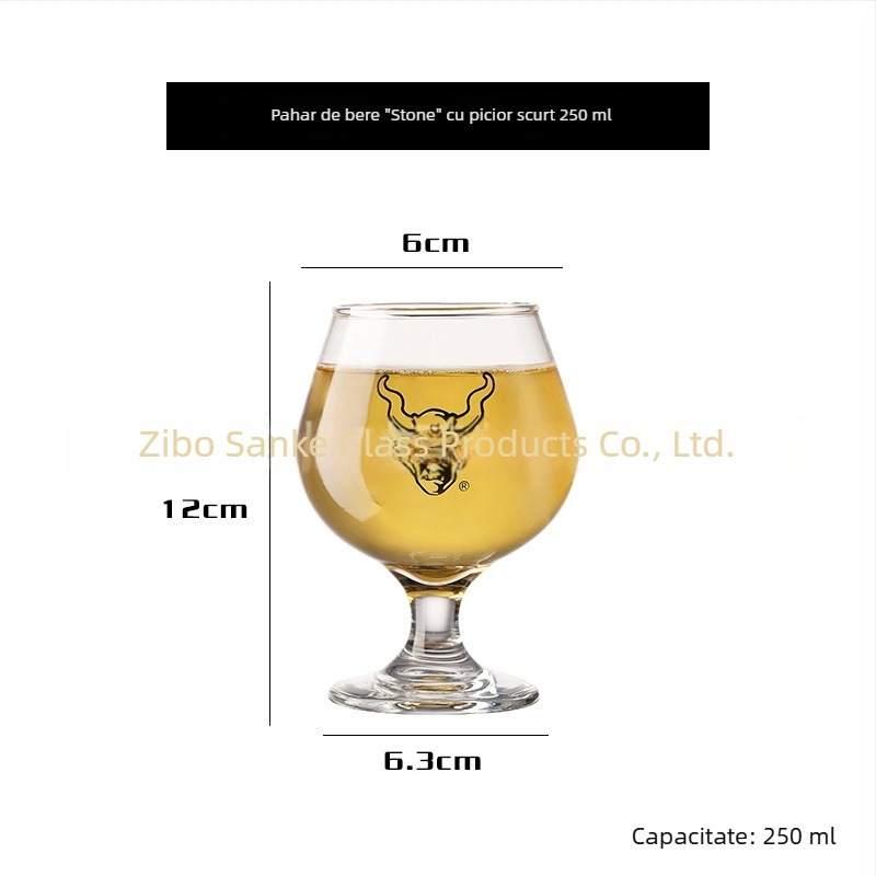 Pahar IPA pentru bere, în formă de lalea, cu picior scurt și înalt, imprimare logo personalizată