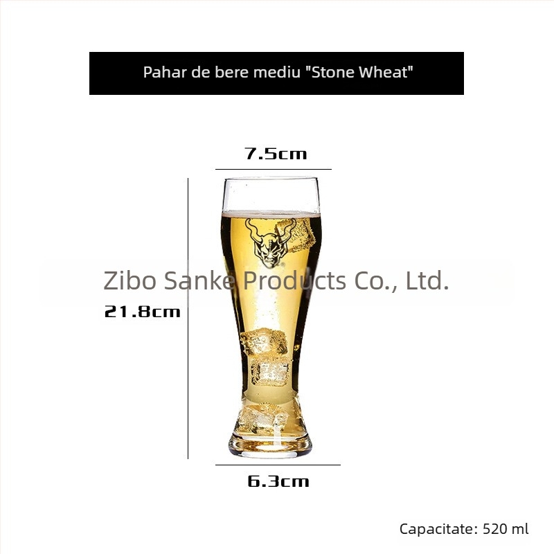 Pahar IPA pentru bere, în formă de lalea, cu picior scurt și înalt, imprimare logo personalizată
