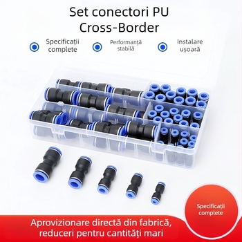 Set din plastic PU cu conectare directă, 50 de bucăți, conține 60 conectori PC și 72 de conectori pneumatice