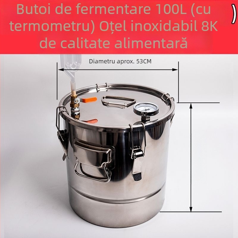 Butoi de fermentare din oțel inoxidabil pentru vinuri din cereale și fructe, etanșare cu apă și sigilare unidirecțională