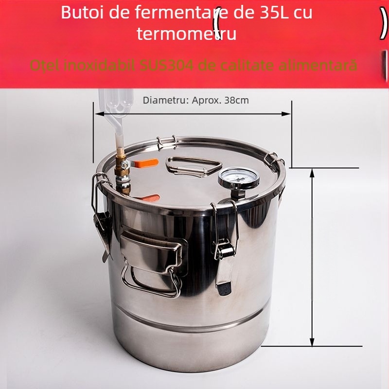 Butoi de fermentare din oțel inoxidabil pentru vinuri din cereale și fructe, etanșare cu apă și sigilare unidirecțională