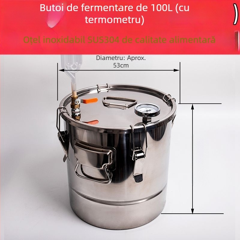 Butoi de fermentare din oțel inoxidabil pentru vinuri din cereale și fructe, etanșare cu apă și sigilare unidirecțională