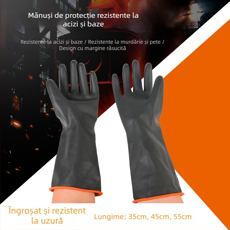 Mănuși din latex, rezistente la acizi și baze, industriale, rezistente la ulei, impermeabile, antiderapante, negre, North Tower