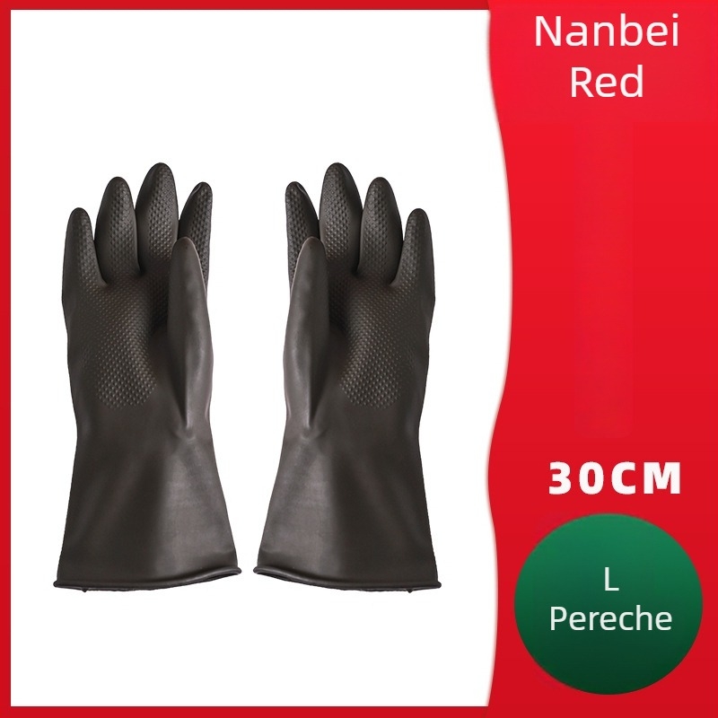 Mănuși din latex, rezistente la acizi și baze, industriale, rezistente la ulei, impermeabile, antiderapante, negre, North Tower