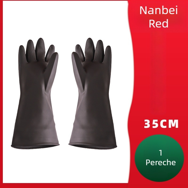 Mănuși din latex, rezistente la acizi și baze, industriale, rezistente la ulei, impermeabile, antiderapante, negre, North Tower