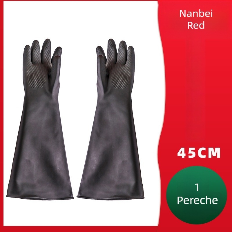 Mănuși din latex, rezistente la acizi și baze, industriale, rezistente la ulei, impermeabile, antiderapante, negre, North Tower