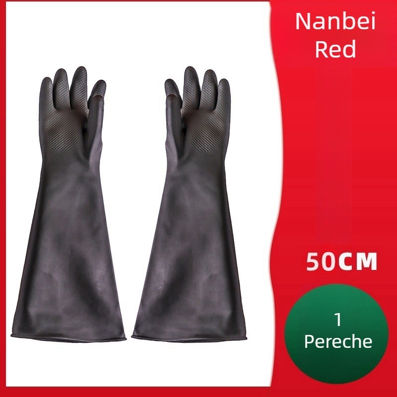 Mănuși din latex, rezistente la acizi și baze, industriale, rezistente la ulei, impermeabile, antiderapante, negre, North Tower