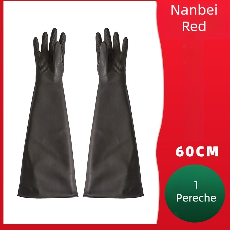 Mănuși din latex, rezistente la acizi și baze, industriale, rezistente la ulei, impermeabile, antiderapante, negre, North Tower