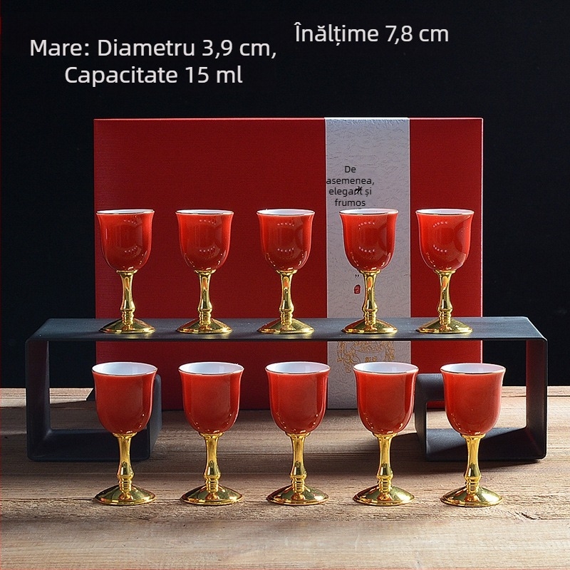 Set de vin din porțelan alb, cu distribuitor în stil antic, pahare mici și cană ceramică – cadou premium pentru casă