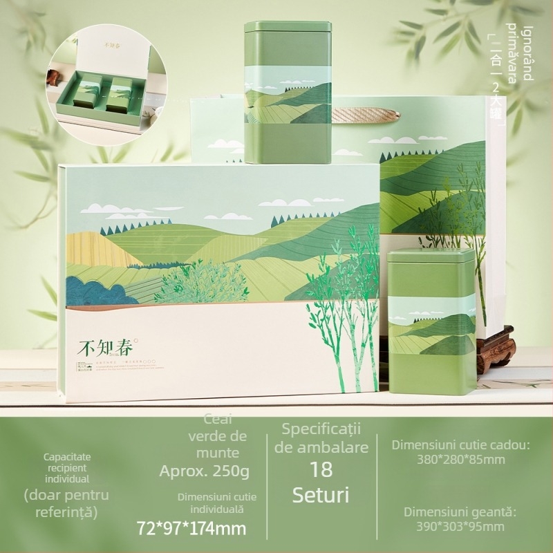 Cutie cadou pentru ceai verde cu cutie goală și conserve metalice goale pentru ceai
