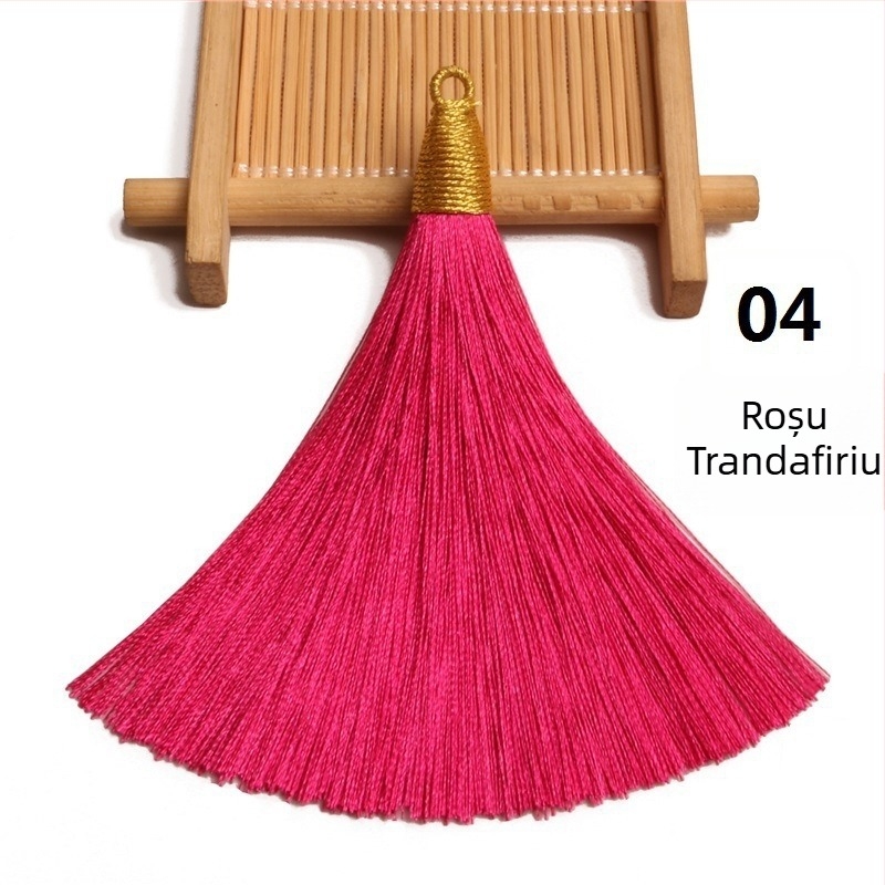 Pălărie din mătase auriu cu ciucuri, semi-aranjat, inel de prindere 8 cm, pandantiv cu ciucuri aurii pentru semne de carte și decor pentru instrumente