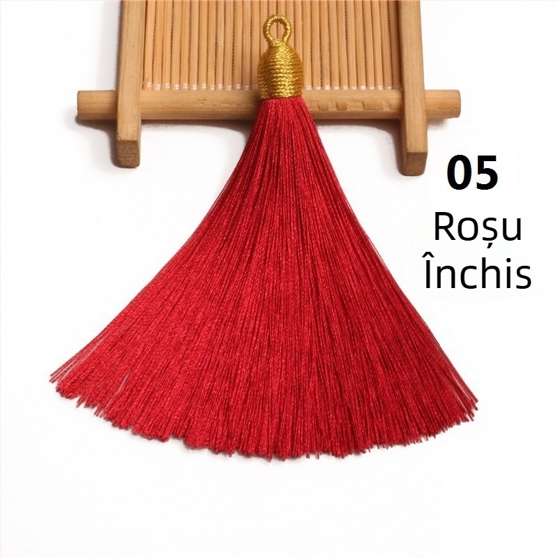Pălărie din mătase auriu cu ciucuri, semi-aranjat, inel de prindere 8 cm, pandantiv cu ciucuri aurii pentru semne de carte și decor pentru instrumente