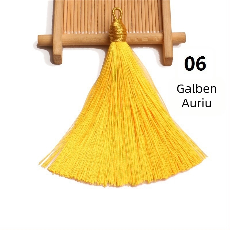 Pălărie din mătase auriu cu ciucuri, semi-aranjat, inel de prindere 8 cm, pandantiv cu ciucuri aurii pentru semne de carte și decor pentru instrumente