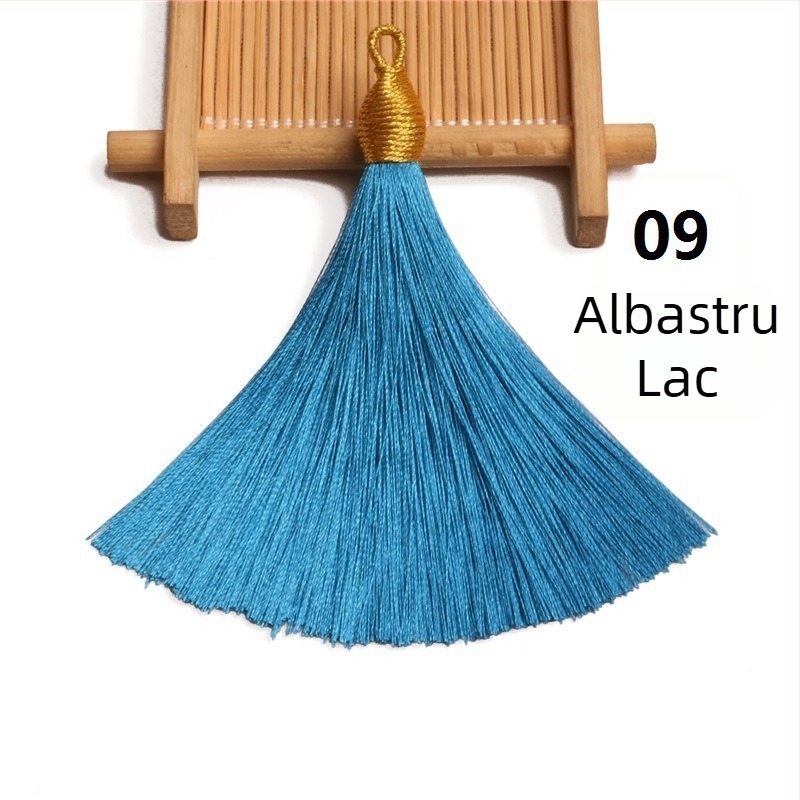 Pălărie din mătase auriu cu ciucuri, semi-aranjat, inel de prindere 8 cm, pandantiv cu ciucuri aurii pentru semne de carte și decor pentru instrumente