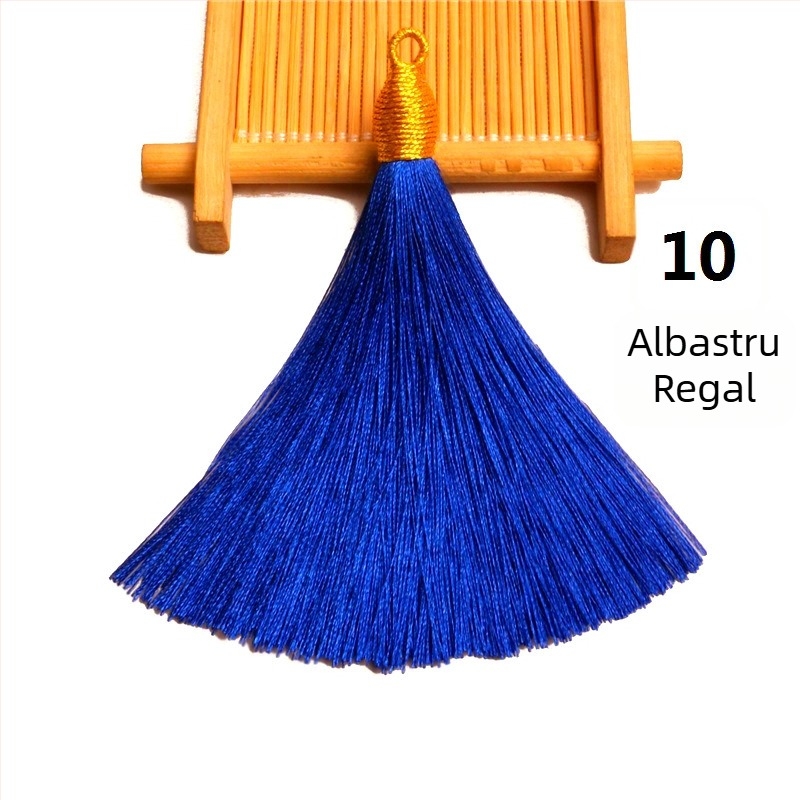 Pălărie din mătase auriu cu ciucuri, semi-aranjat, inel de prindere 8 cm, pandantiv cu ciucuri aurii pentru semne de carte și decor pentru instrumente