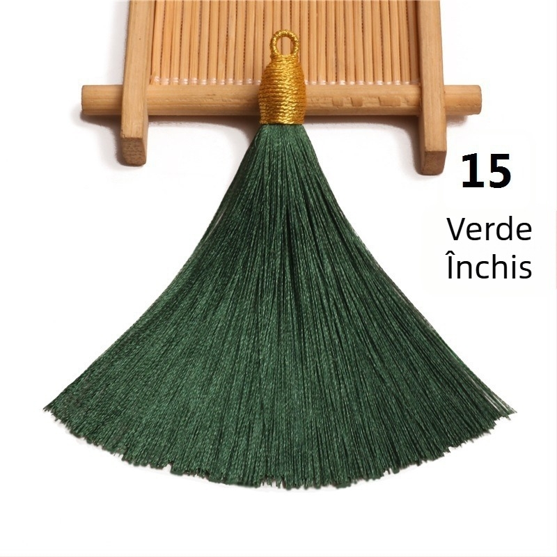 Pălărie din mătase auriu cu ciucuri, semi-aranjat, inel de prindere 8 cm, pandantiv cu ciucuri aurii pentru semne de carte și decor pentru instrumente
