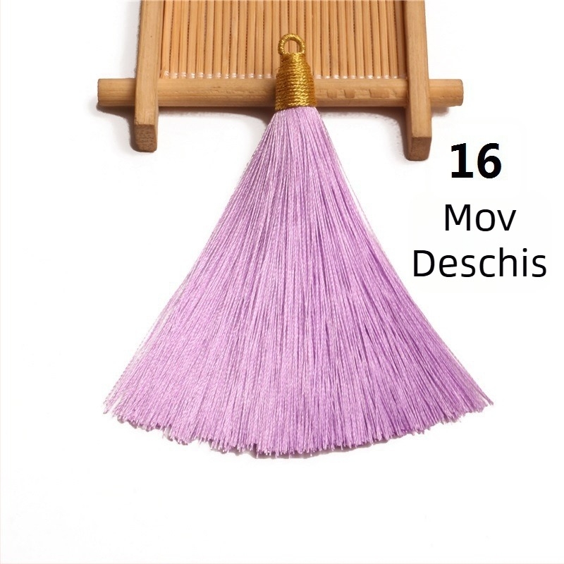 Pălărie din mătase auriu cu ciucuri, semi-aranjat, inel de prindere 8 cm, pandantiv cu ciucuri aurii pentru semne de carte și decor pentru instrumente