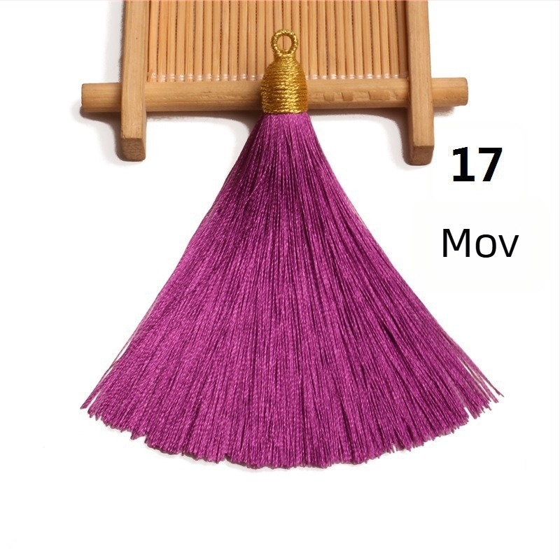 Pălărie din mătase auriu cu ciucuri, semi-aranjat, inel de prindere 8 cm, pandantiv cu ciucuri aurii pentru semne de carte și decor pentru instrumente