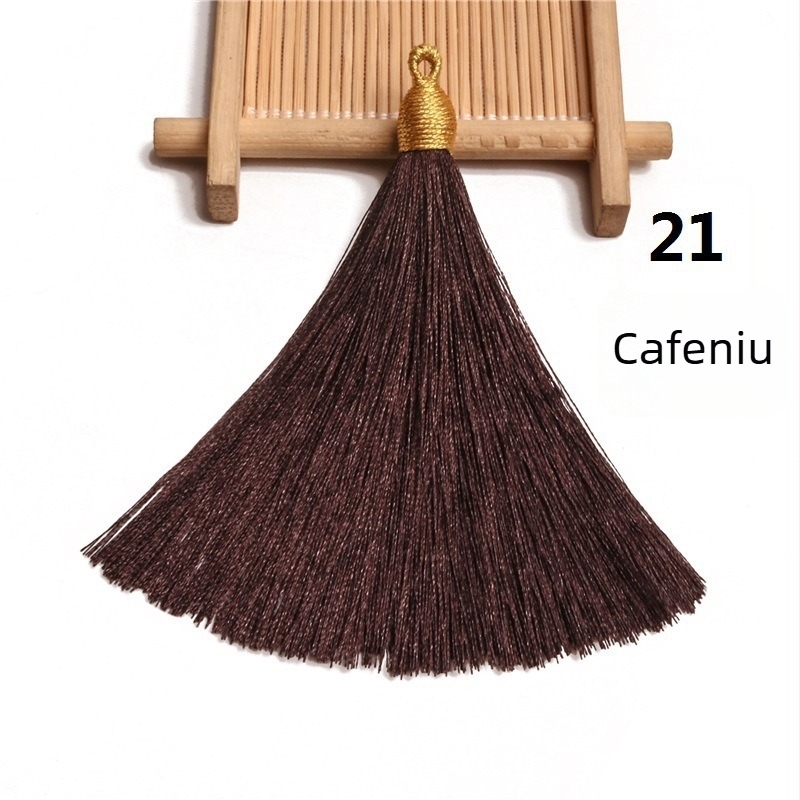 Pălărie din mătase auriu cu ciucuri, semi-aranjat, inel de prindere 8 cm, pandantiv cu ciucuri aurii pentru semne de carte și decor pentru instrumente