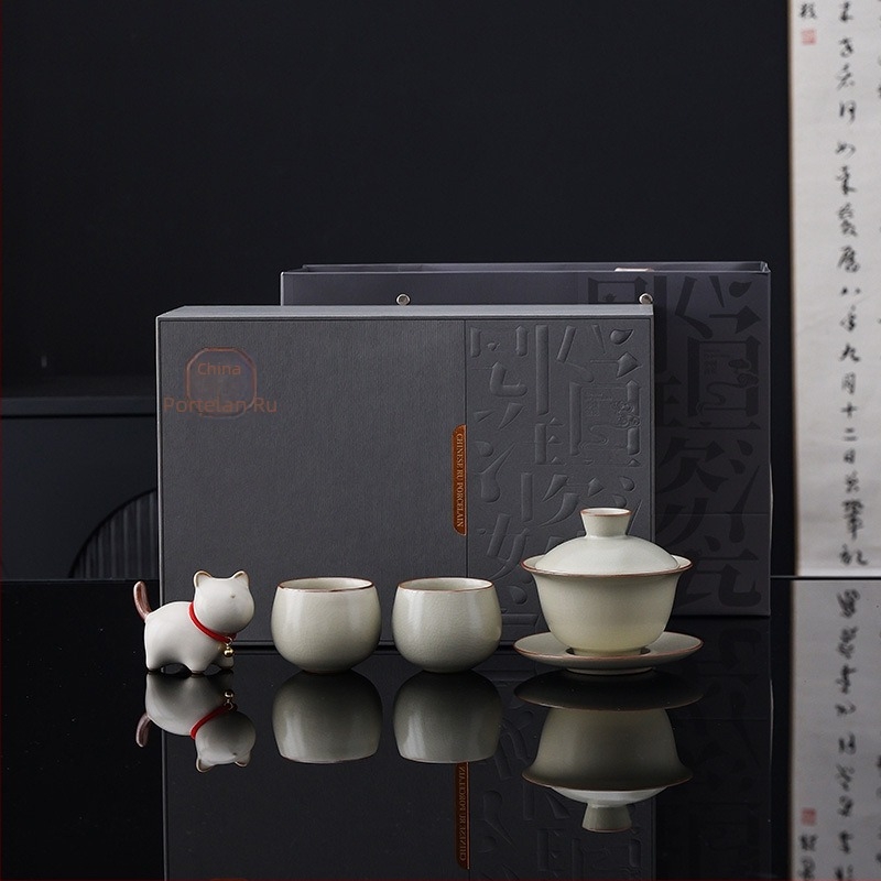 Ceainic bej din ceramică, cu mâner lateral, glazură crăpată și linii aurii, ceainic Gongfu pentru uz casnic, stil Chinez Nou
