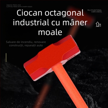 Ciocan hexagonal cu cap din oțel carbon, ciocan mare cu mâner moale, pentru construcții și fitness — set de două bucăți