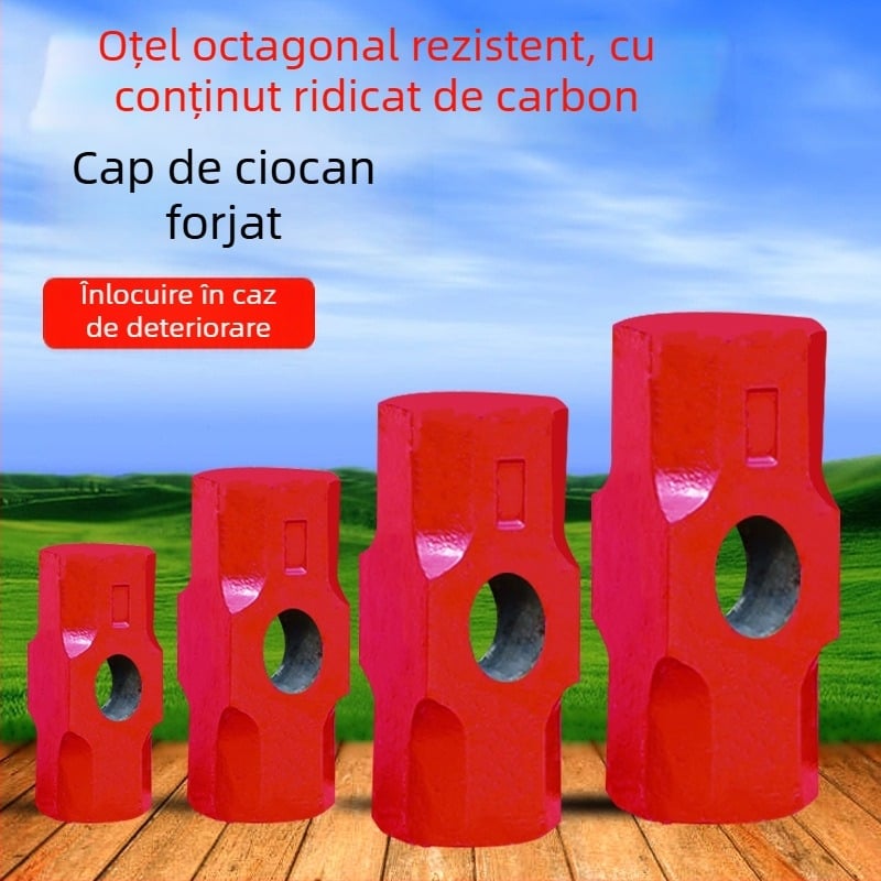 Ciocan hexagonal cu cap din oțel carbon, ciocan mare cu mâner moale, pentru construcții și fitness — set de două bucăți