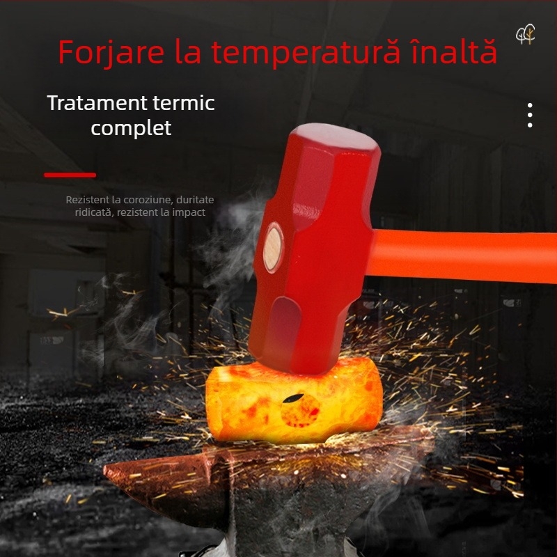 Ciocan hexagonal cu cap din oțel carbon, ciocan mare cu mâner moale, pentru construcții și fitness — set de două bucăți