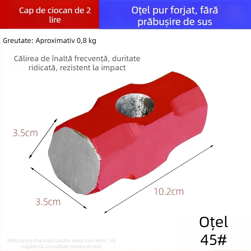 Ciocan hexagonal cu cap din oțel carbon, ciocan mare cu mâner moale, pentru construcții și fitness — set de două bucăți
