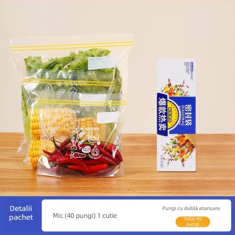 Pungi sigilate alimentare, pungi resigilabile pentru congelator, pungi de depozitare din plastic pentru frigider