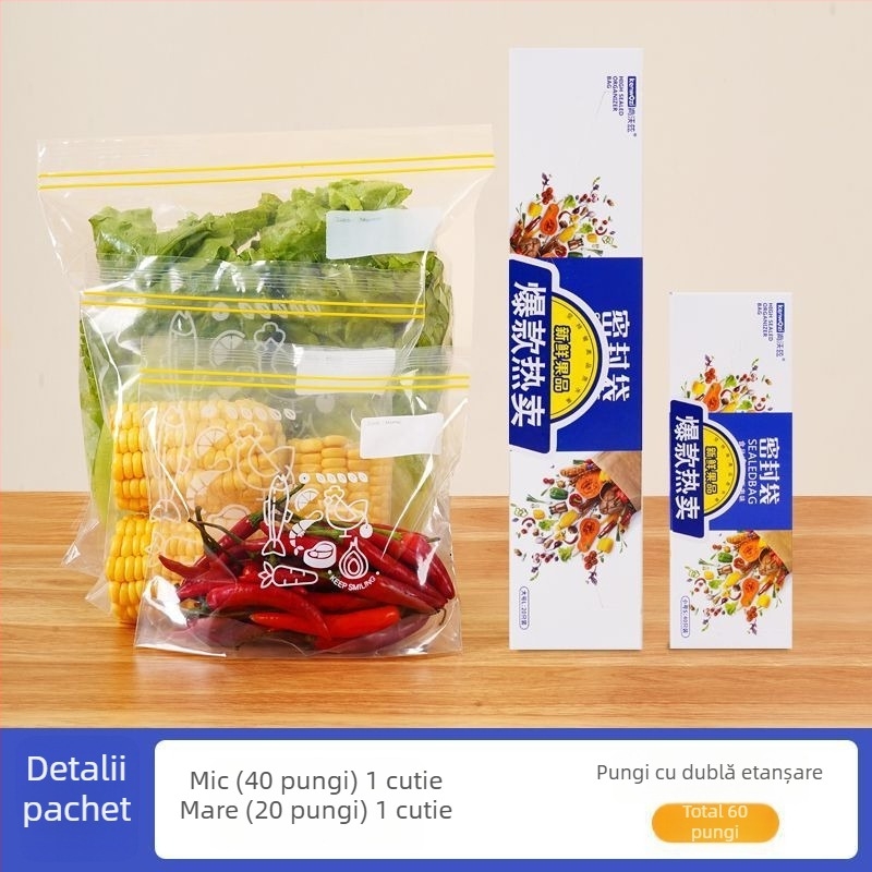 Pungi sigilate alimentare, pungi resigilabile pentru congelator, pungi de depozitare din plastic pentru frigider